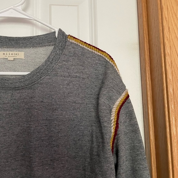Madewell Embroidered-Trim Crop Sweatshirt Grey Size Small - Picture 4 of 7